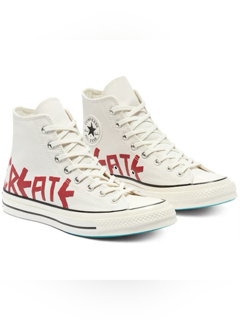 Converse High Top Chuck Taylor 70 “Create Change” Red Lettering Sneakers